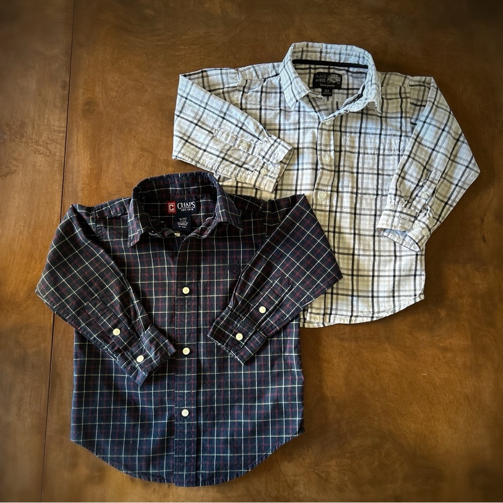Kids Plaid Shirts - Navy and White